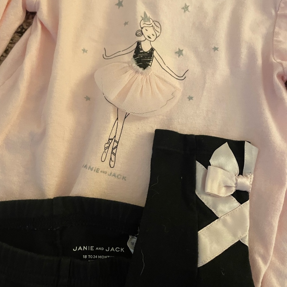 Janie and Jack ballerina top and bow leggings set